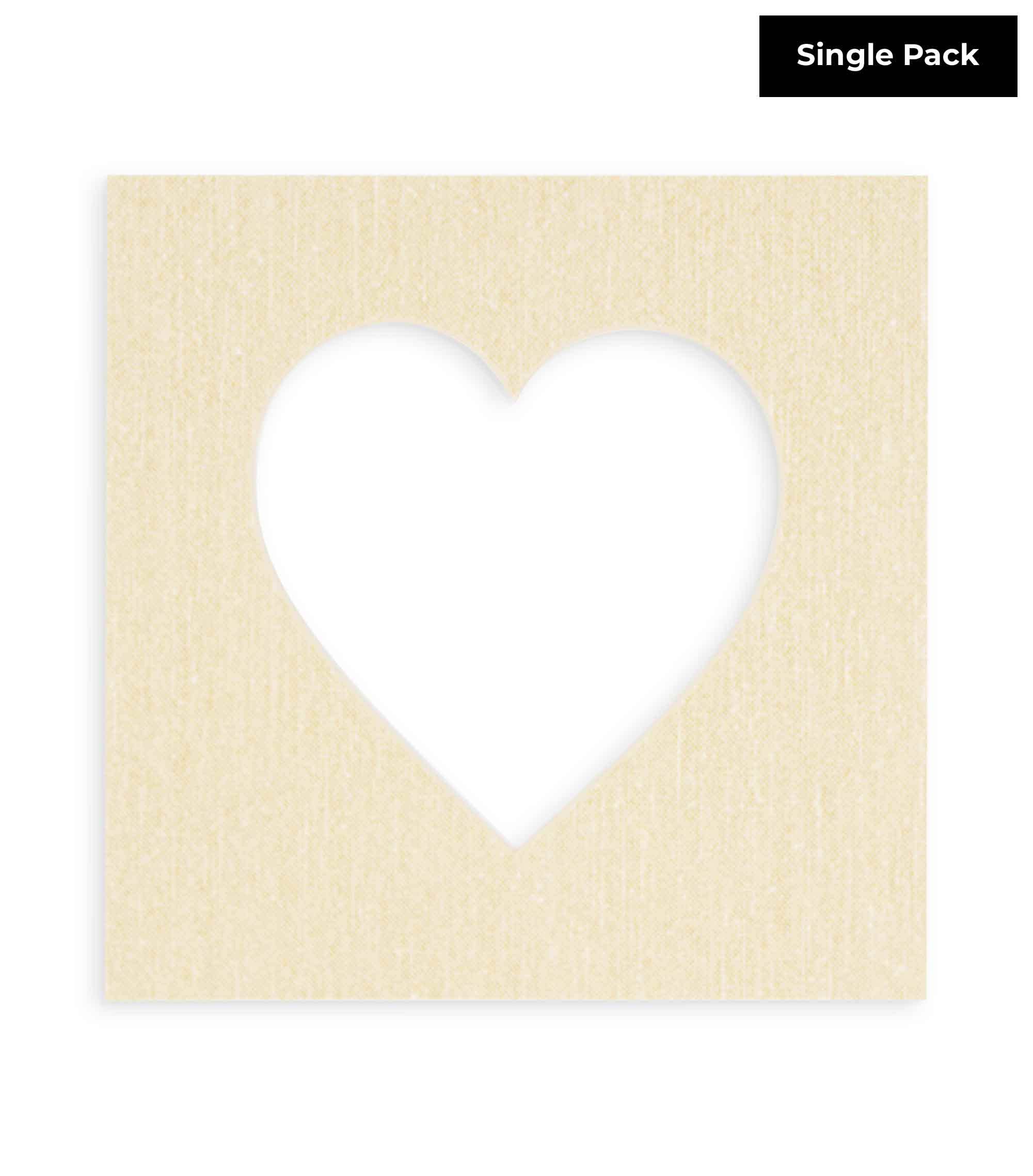 CountryArtHouse Fresh Linen Canvas Acid Free 8x8 Heart Picture Frame Mat with White Core Bevel Cut for 4x4 Pictures - Fits 8x8 Frame - Pack of 1 Matboard Show Kit with Acid Free Backing & Clear Bag