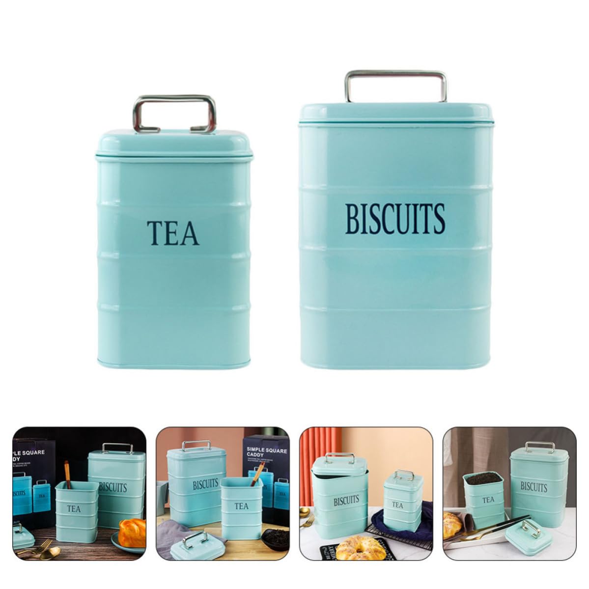 Zerodeko Barattolo di Ferro Sigillato Multiuso 1, 3l 3, 2l Blu | Contenitore Leggero e Facile da Pulire, Coperchio Ermetico, Uso Cucina per Tè, Caffè, Snack