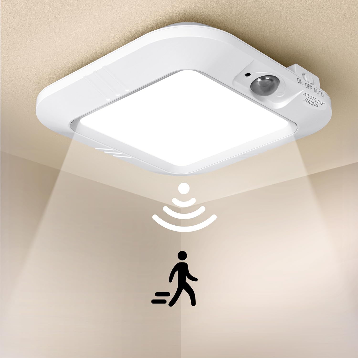 Battery Operated Ceiling Light, Motion Sensor Light Indoor, Motion Activated for Bathroom Stair Hallway Shed Laundry Daylight Auto On/Off