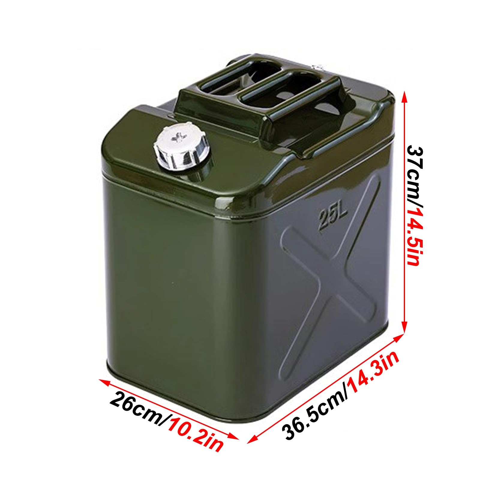 Bidón de Gasolina, Recipiente Metálico para Combustible, Equipado con Tubo de Drenaje de Aceite y Válvula de Liberación de Aire, Portátil, Ideal para Acampar en Coche y Como Reserva de Emergencia(25L)