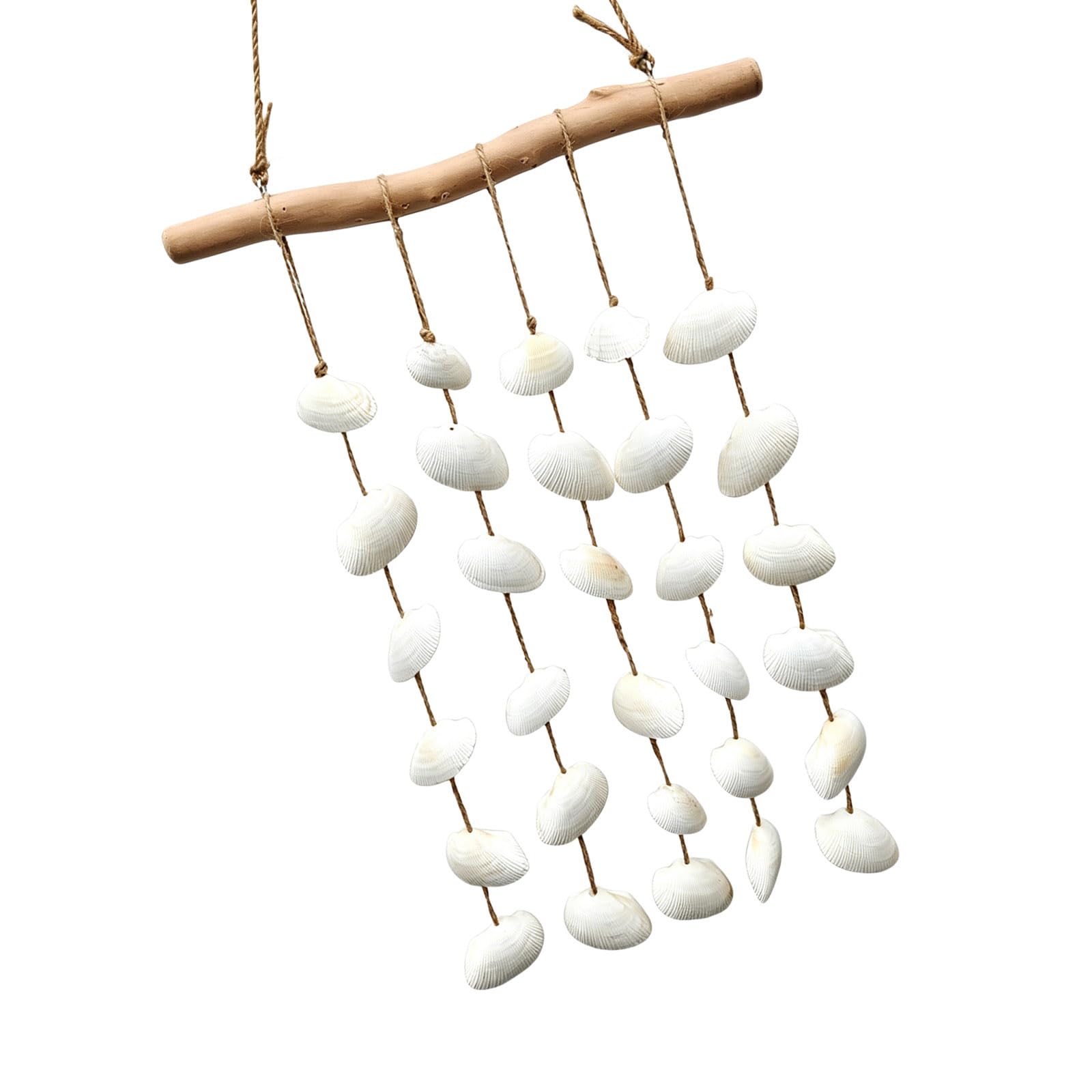 Handcrafted Coastal Wind Chimes Wooden and Shell Tassels Wall Art Hanging Ornament for Indoor and Outdoor Decoration Seashells Wind Chimes