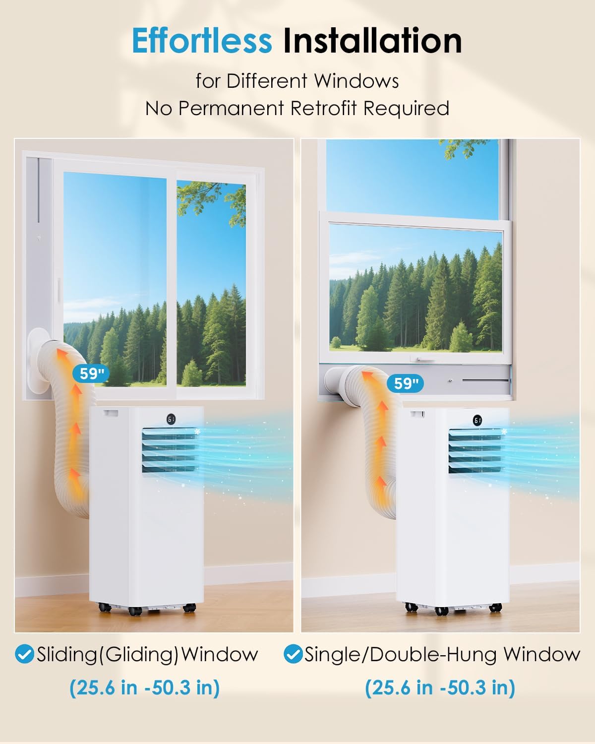 Portable Air Conditioners 8000 BTU, Quiet Air Conditioner with WiFi/App Control, 24H Timer, Dehumidifier, Fan, Cooling, Sleep Modes 4-in-1 AC Unit for Room with Window Kit, for Bedroom/Office, White thumbnail