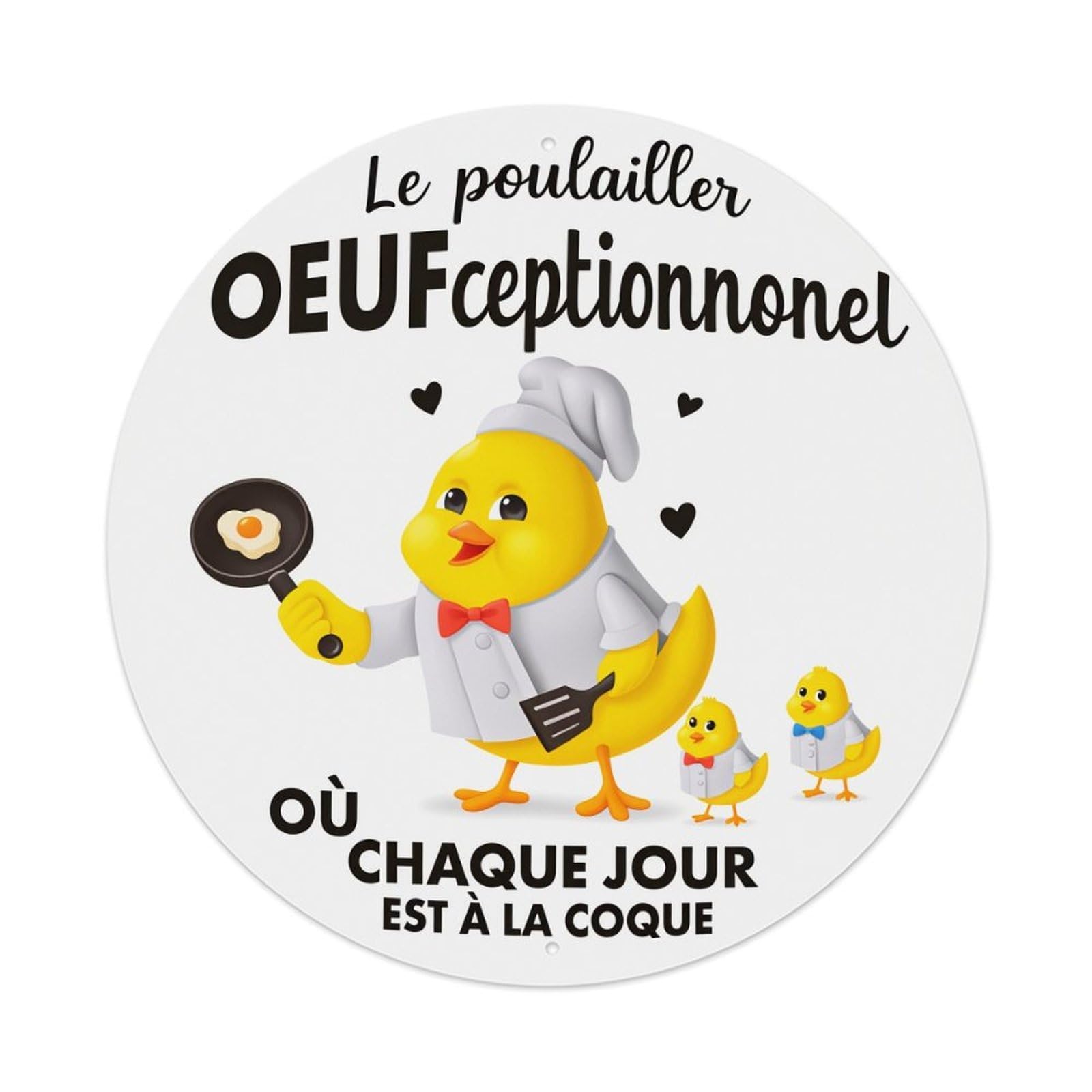 Chef Chick With Pan And Eggs Round Tin Sign Vintage Metal Poster, Home Bar Garage Man Cave Cafe Indoor & Outdoor Wall Decoration 8x8Inches