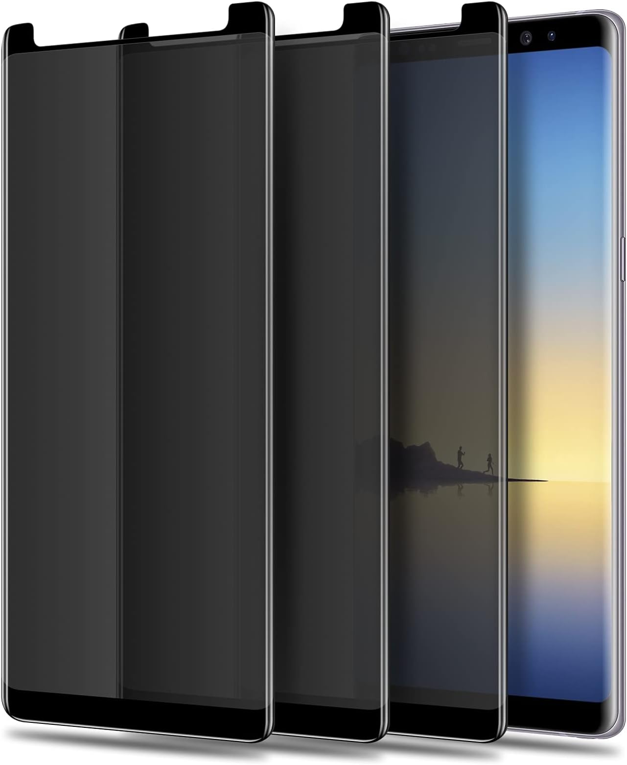 LYWHL 3 Pack Note 8 / Note 9 Privacy Screen Protector Anti-Spy, Tempered Glass Film for Samsung Galaxy Note 8 / Note 9, Black [Case Friendly] [9H Hardness] [Anti-Scratch] [Bubble Free]