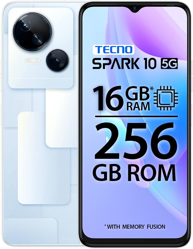 Tecno Spark 10 5G (Meta White, 8GB RAM,256GB Storage)|16GB Expandable RAM | Ultra Clear 50MP Superior Rear Camera| Dimensity 6020 7nm Powerful 5G Processor