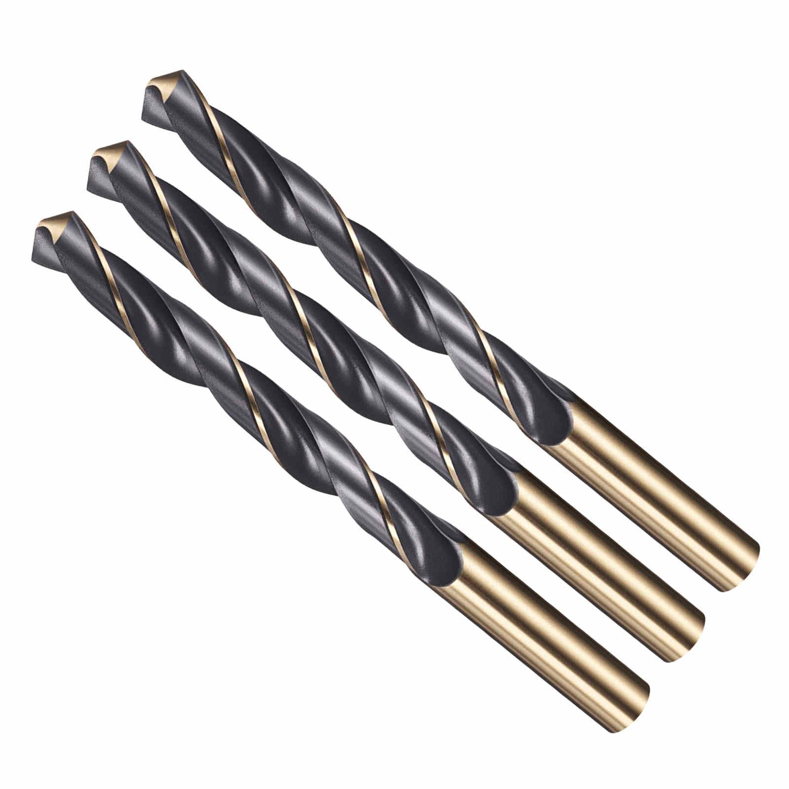 CoCud Drill Bit, 12.5mm Cutting Diameter, 4341 HSS Jobber Bits Gold and Black 118° Cutting Angle - (Applications: for Drilling Plastic Wood Soft Metal), 3-Pieces
