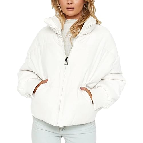 AMEBELLE Women Winter Thermal Baggy Stand Collar Full Zip Puffer Down Coats Jacket