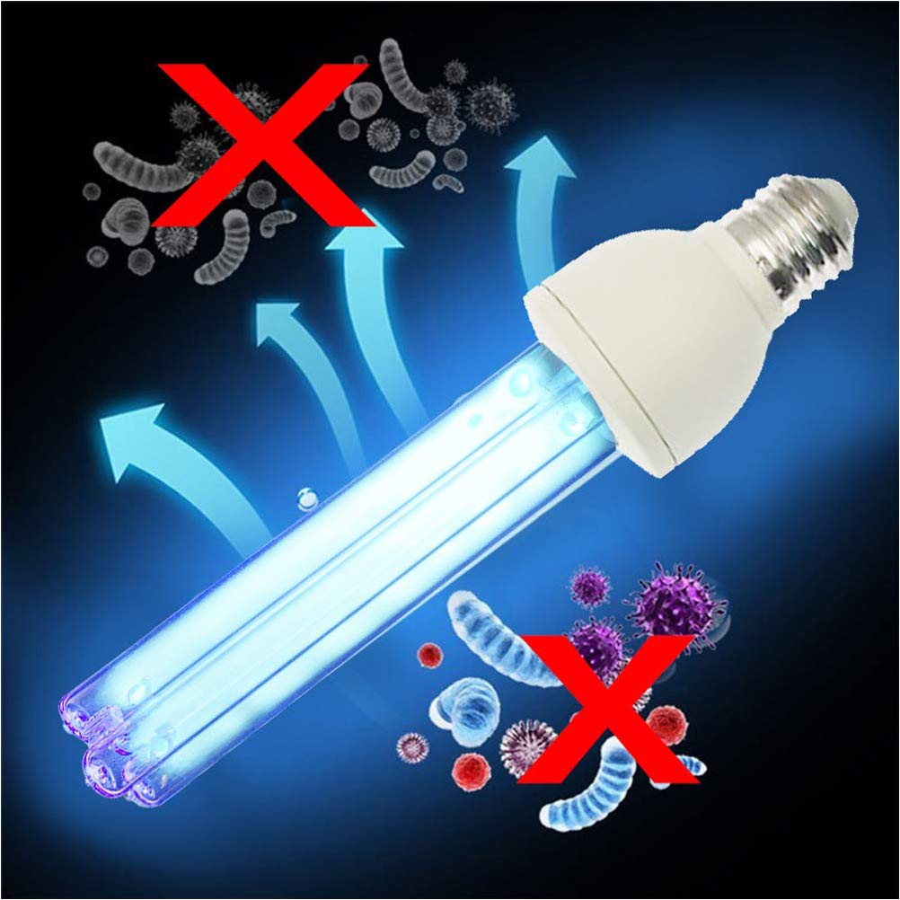 Luce germicida UV, Sterilizzatore per disinfezione disinfezione lampadina germicida a luce ultravioletta Uccidere acaro della polvere, 20W E27 Base a vite Lampada al quarzo senza ozono UVC