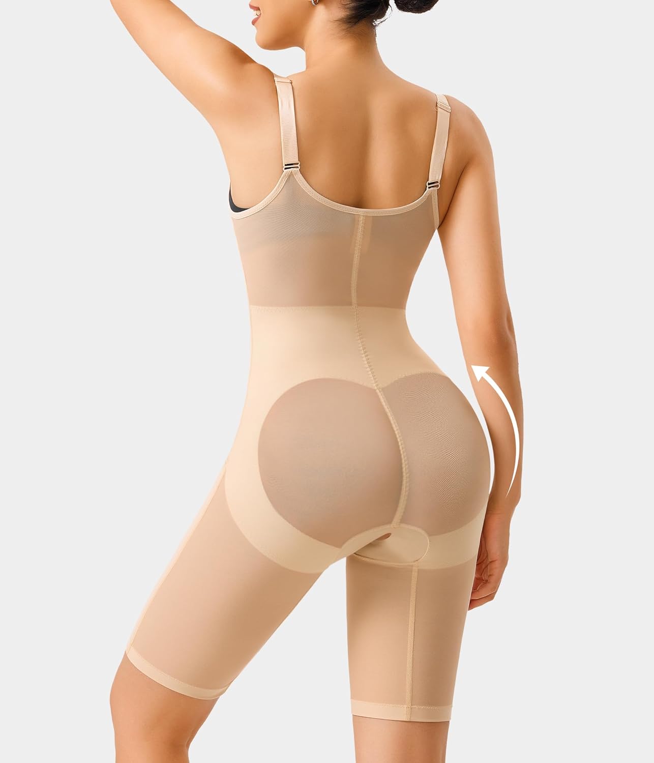 Nebility Tummy Control Shapewear Bodysuits Open Bust Full Body Shapewear Seamless Faja Body Shaper - Image 2