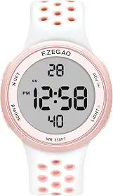 Relógio digital feminino, 100 m à prova d'água para natação, pulseira macia de silicone com injeção dupla, relógios de pulso esportivos com cronômetro, alarme, contagem regressiva, função