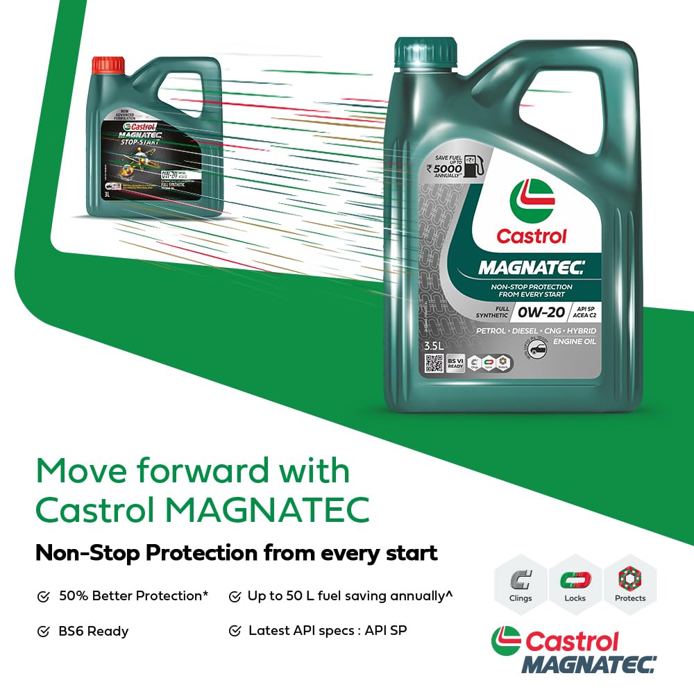 Castrol MAGNATEC STOP-START 0W-20 Full Synthetic Engine Oil for Petrol Cars 3.5L - Image 5 thumbnail