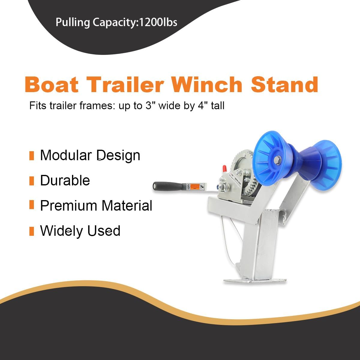 Boat Trailer Winch Stand Adjustable with Roller, Boat Trailer Winch Post for Motorboats Fishing Boats Speedboats, Fits Trailer Frames: up to 3 Wide by 4 Tall