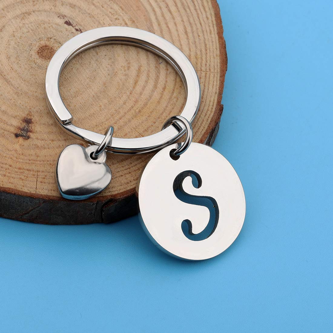 HOLLP Initial Disc Charm Keychain 26 Initial Letter Alphabet Key Ring A-Z Initial English Charm Keychain