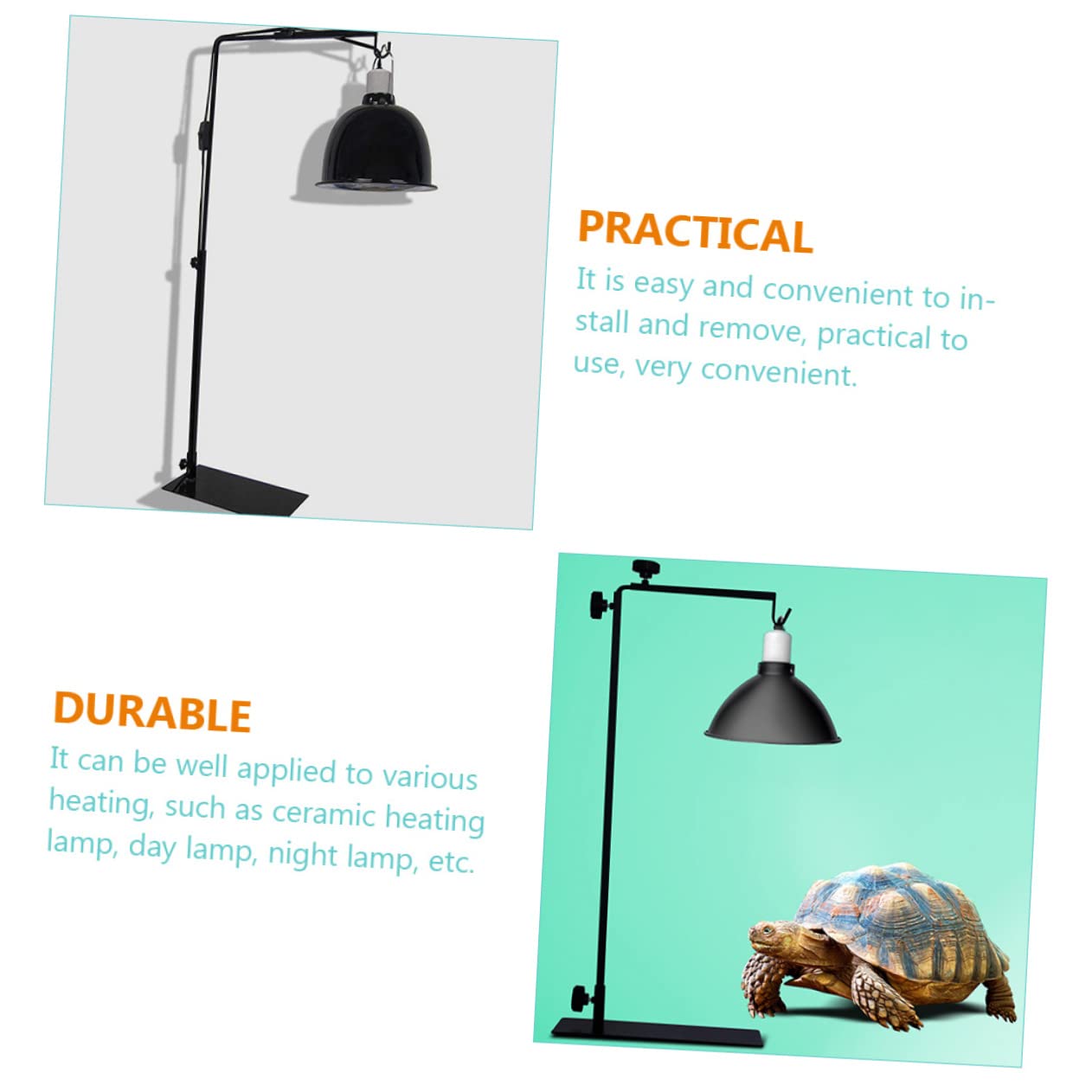 TOYANDONA Supporto per Lampada in Metallo per Rettili e Animali Domestici Regolabile e Resistente Alte Temperature Compatibile Lampade Riscaldanti in Ceramica Lampade Diurne e Notturne