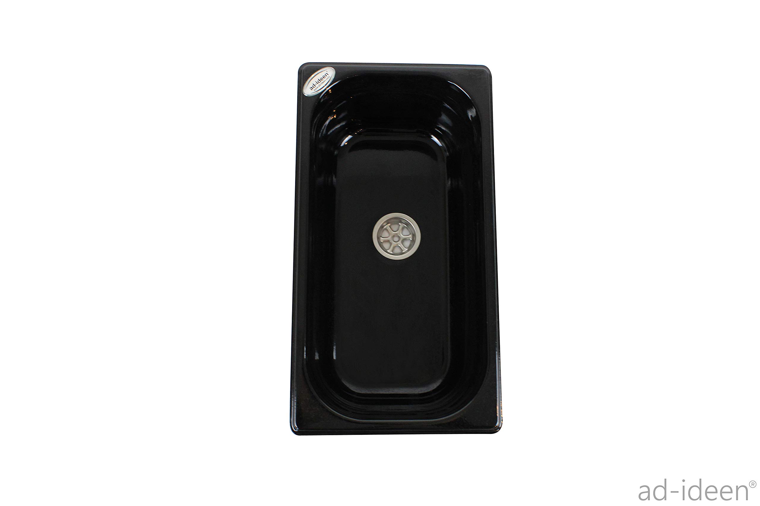 Edelstahl Spülbecken Dunkel Camping Spüle Waschbecken + Ablauf 325x176x100 mm + 12V Automatikwasserhahn Barwig Chrom/Schwarz + 12V Tauchpumpe 10L/min. (ad-ideen)