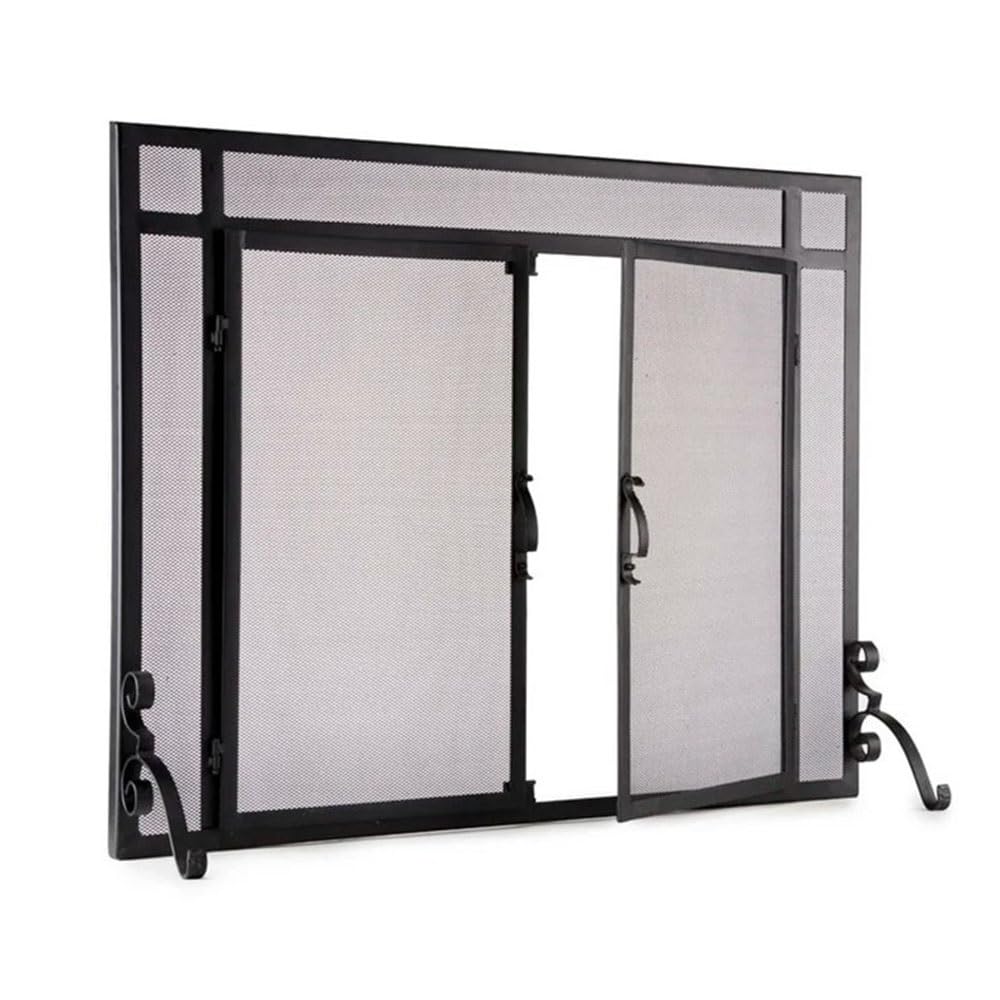 fireplace cover Minimalist Double Door Fireplace Screen Partition Fireproof Guardrail Cover for Heating
