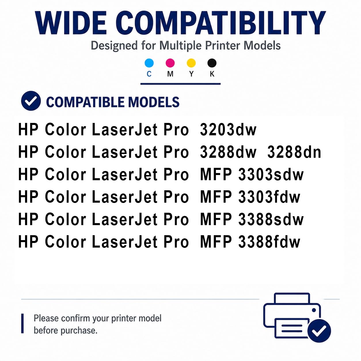 W2220X Remplacement de la Cartouche de Toner Compatible à Haut rendement pour W2220X W2221X W2223X W2222X avec la dernière Puce, Convient à l'imprimante Laser HP Color LaserJet Pro3288dw 4 Paquets