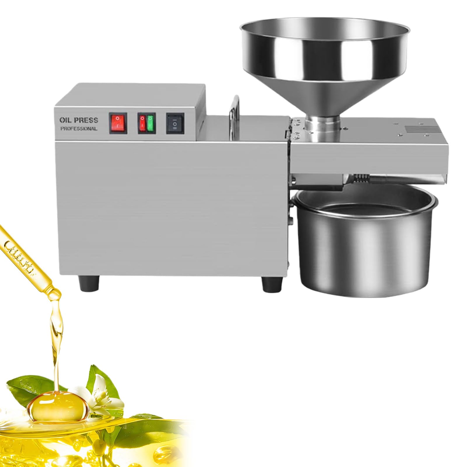 1200W Ekstraktor Oleju Rzepakowego, Regulacja Temperatury, Obudowa ze Stali 304, do Tłoczenia Rzepaku, Oliwy, Oleju Słonecznikowego oraz Kokosa