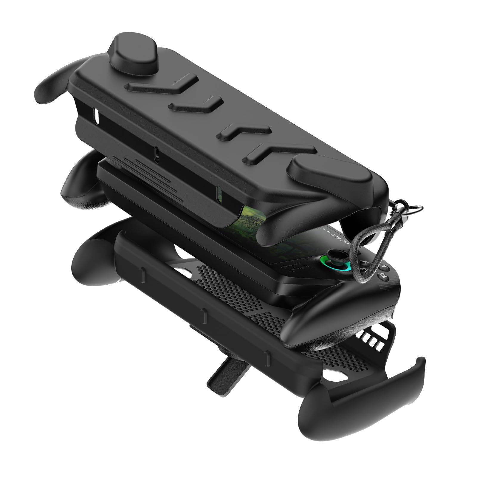 Zestaw Ochronnych Etui do ASUS ROG Xbox Ally X Konsoli do Gier 2025,ROG Xbox Ally Gaming Handheld Etui z Odłączaną Przednią Obudową,Tylnym Futerał Stojakiem i Paskiem,Czarny