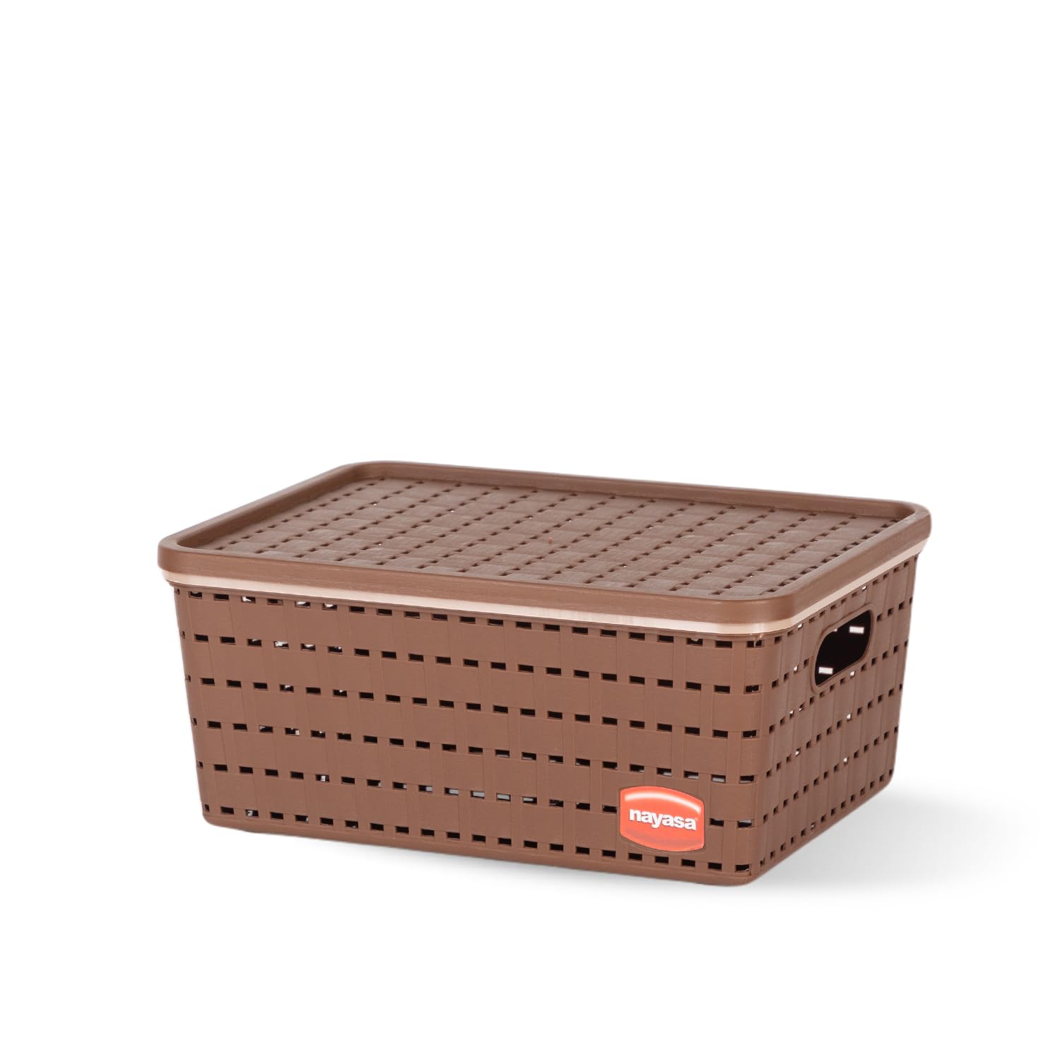 Nayasa Gloria Basket | Medium | Plastic Basket With Lid | Multipurpose Basket With Lid | Organizer Basket With Lid | Brown (B075SKB2FM) Amazon Price History, Amazon Price Tracker
