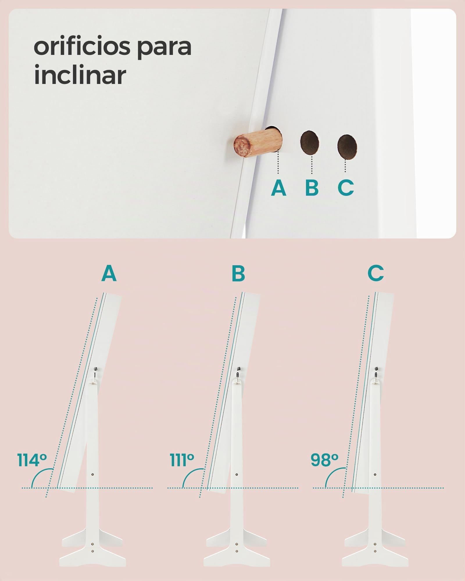 SONGMICS Espejo Joyero, Armario para Joyas, Armario Joyero Bloqueable, Espejo de Longitud Completa, Idea para Regalo, Montaje Sencillo, Superficie Blanca y Forro Negro JJC69WT