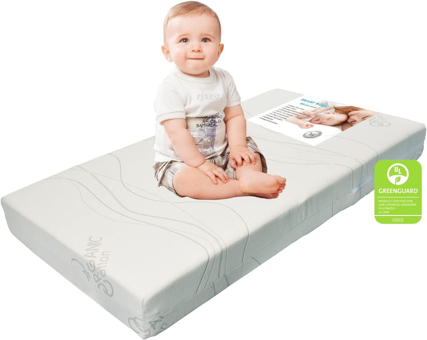 Wonder Dream Baby Crib Mattress and Toddler Mattress, Organic Cotton, 100% Breathable, Non Toxic, Water Repellent, Hypoallergenic, No Foam, No VOC's