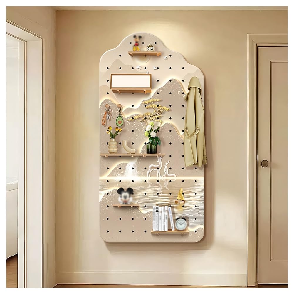 Juego de organizador de pared de madera con ganchos, estante de almacenamiento montado en la pared para herramientas, manualidades, garaje y oficina