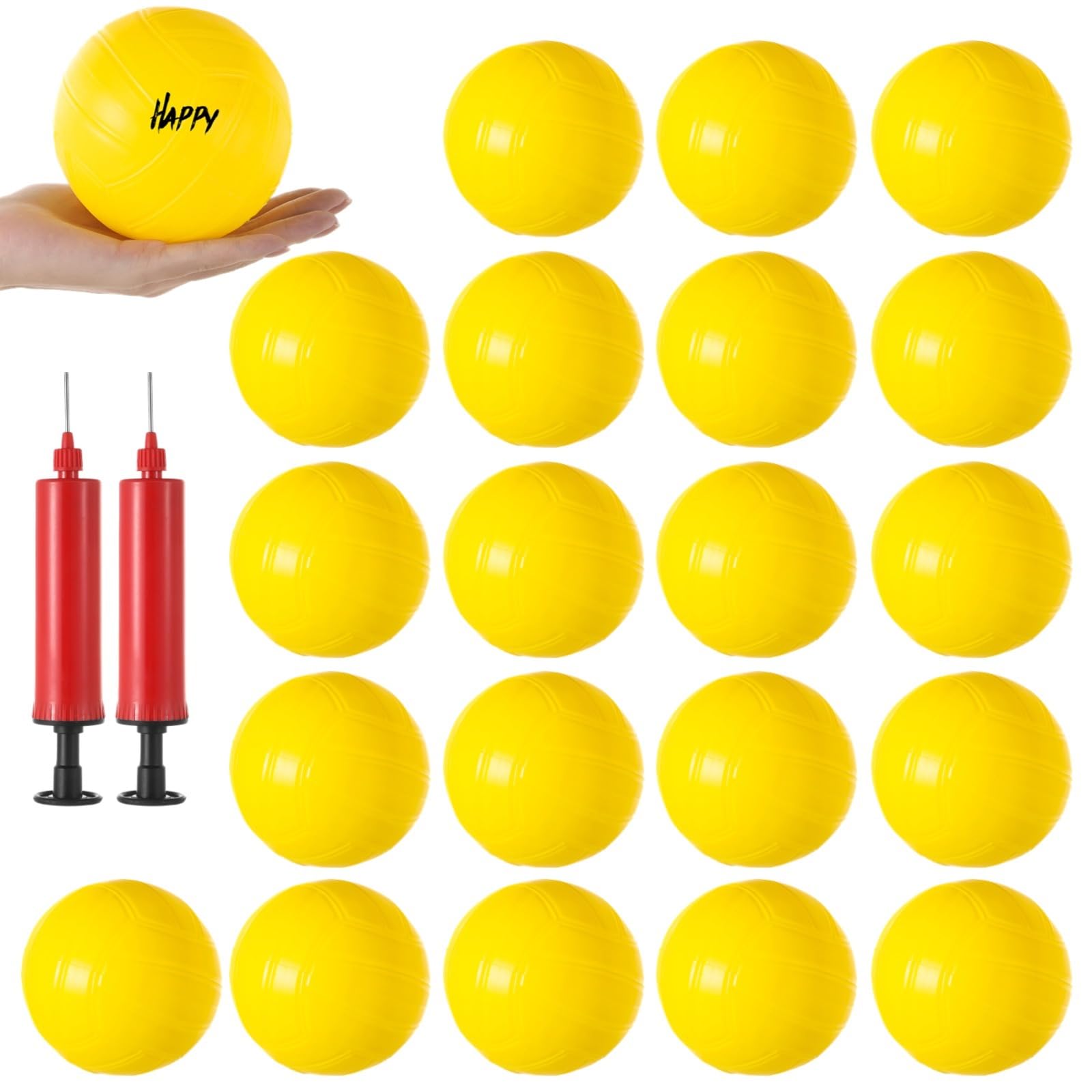 Generisch 20 Mini-Volleyballbälle, 4 Zoll Miniatur-Volleyballs mit Pumpe, Roundnet-Spielbälle, Ersatzbälle für Spiele, Wasser-Poolbälle für Strand, Party, College, Auszeichnungen