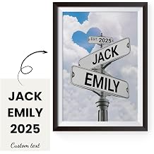 DecoBold Custom Street Name Print | Personalized Couple Crossroads Sign Artwork | Unique Custom Print for Home Decor, Romantic Wall Art, Valentines Day Present, Vintage-Inspired Poster