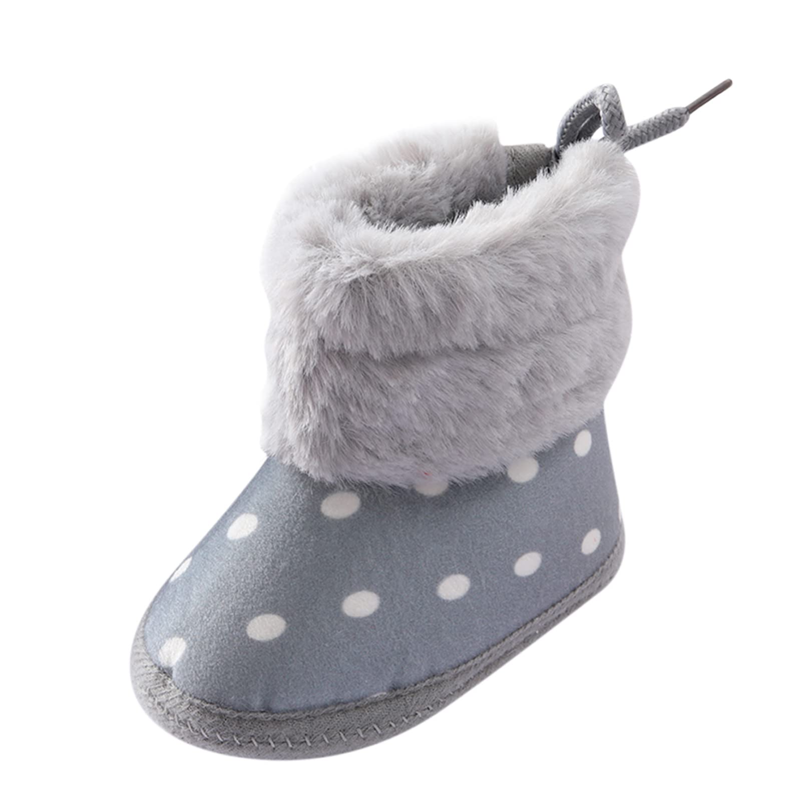Baby Girls Winter Warm Snow Boots Toddler Fleece Lined Ankle Booties Infant Non-Slip Lightweight Shoes Cozy Snow Boots (Grey, 12-18 Months)