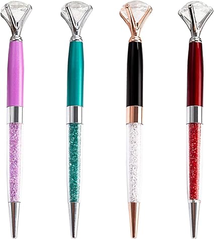 Amazon Co Jp ビッグクリスタルダイヤモンドペン美しい金属ボールペンブラックインク女性用 女の子同僚学生誕生日ギフトクリスマスギフトとバレンタインプレゼント4個 4 Color Mixing 文房具 オフィス用品