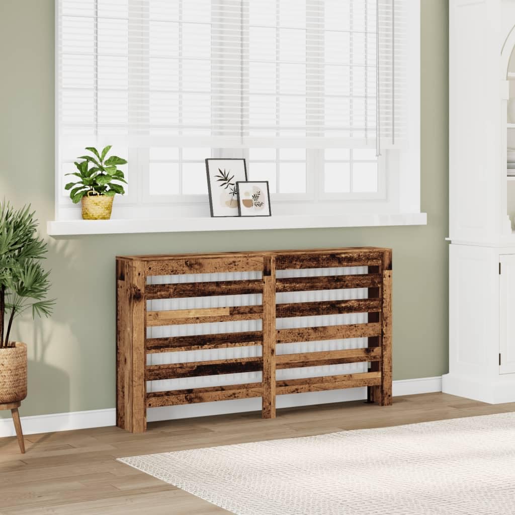 Revestimiento para radiadores con aspecto de madera envejecida, 149 x 20 x 82 cm, material de madera con diseño de lamas, práctico estante, fácil de limpiar, apto para salón, baño y dormitorio