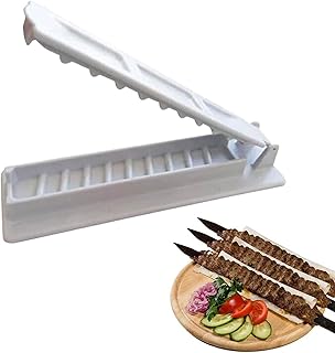 Kebab Maker for Barbecue, Manual Kebab Press Mould 11inch Skewer Making Mold Grill Tool Kabob Maker Machine for BBQ Meat Shrimp Chicken (White)