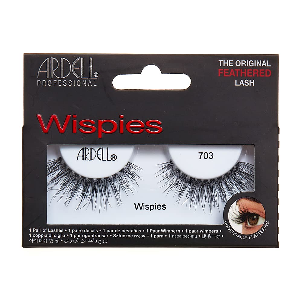 Wispies 703 False Eyelashes, Duo Adhesive Included, Light Volume, Long Length, Vegan Friendly, 1 Pair (Pack of 1)