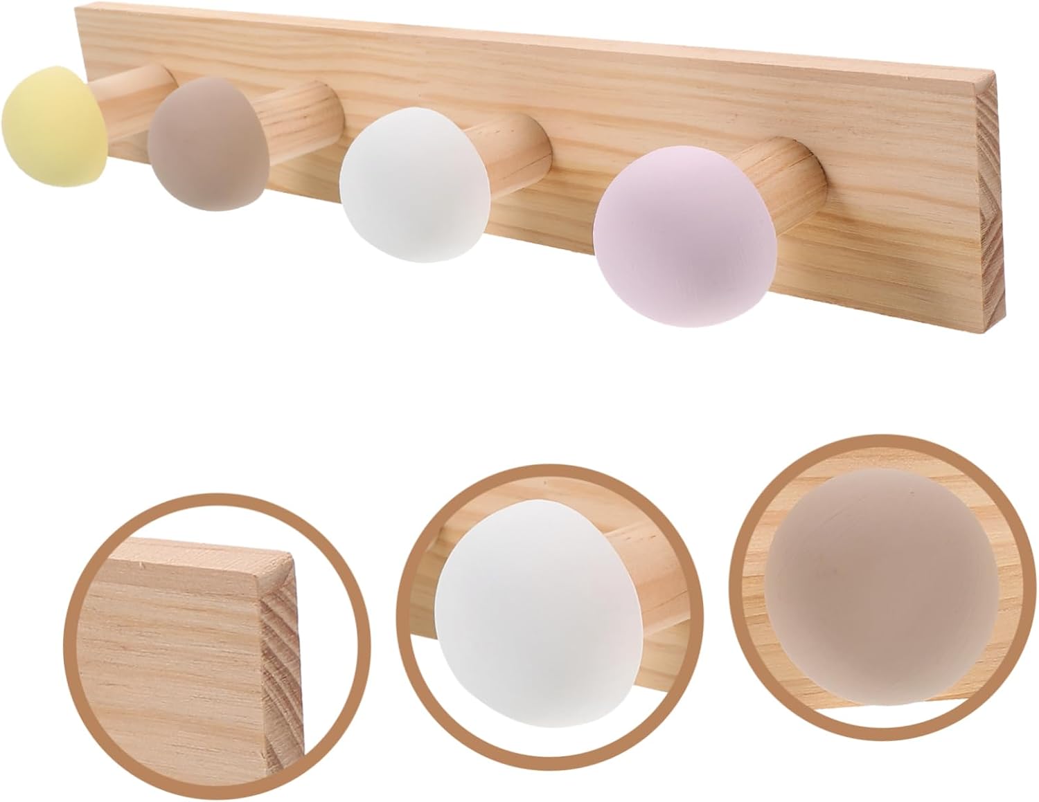 Amosfun 3sets Beech Heavy Duty Wall Hooks European Style Coat Rack Easy Installation Multi-use Storage for Bathroom