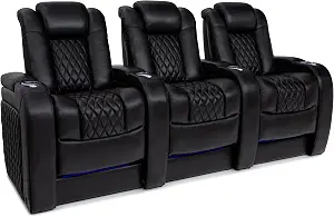 Seatcraft Diamante Backrow Home Theater Seating - Black, Row of 3