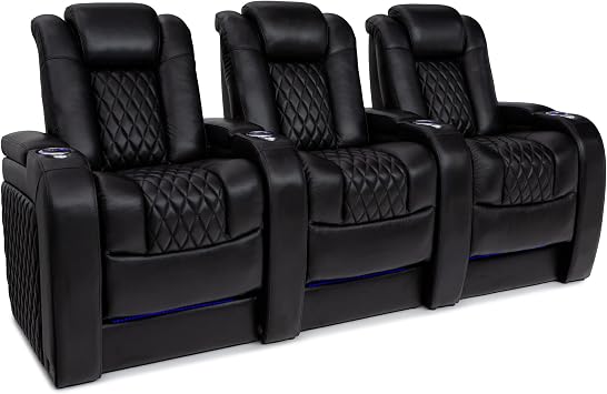 Seatcraft Diamante BACKROW Home Theater Seating Black Row of 3