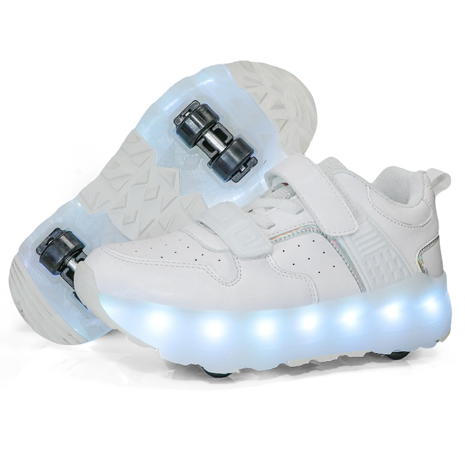 Cadeaux mode enfant avec ces baskets clignotantes blanches taille 38
