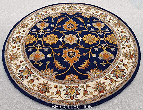 Image of Royal Look Handmade Carpet with Super Soft & Pure Woolen Carpet for Your BEDROOMS & Living Room with 1 INCH Pile Height 6 X 6 FEET (180x180 cm) Round Multi