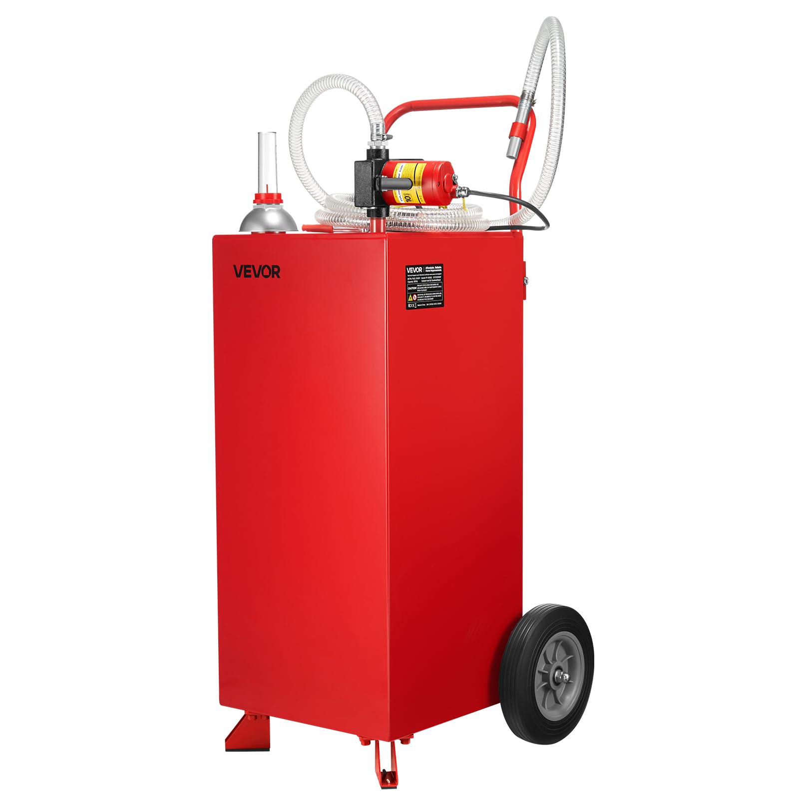 VEVOR Serbatoio Carburante, per Benzina e Gasolio con Pompa Elettrica, Serbatoio Stoccaggio Portatile con 2 Ruote Tubo Flessibile, Contenitore Benzina 136 L, Flusso Massimo 32L Ogni Minuto