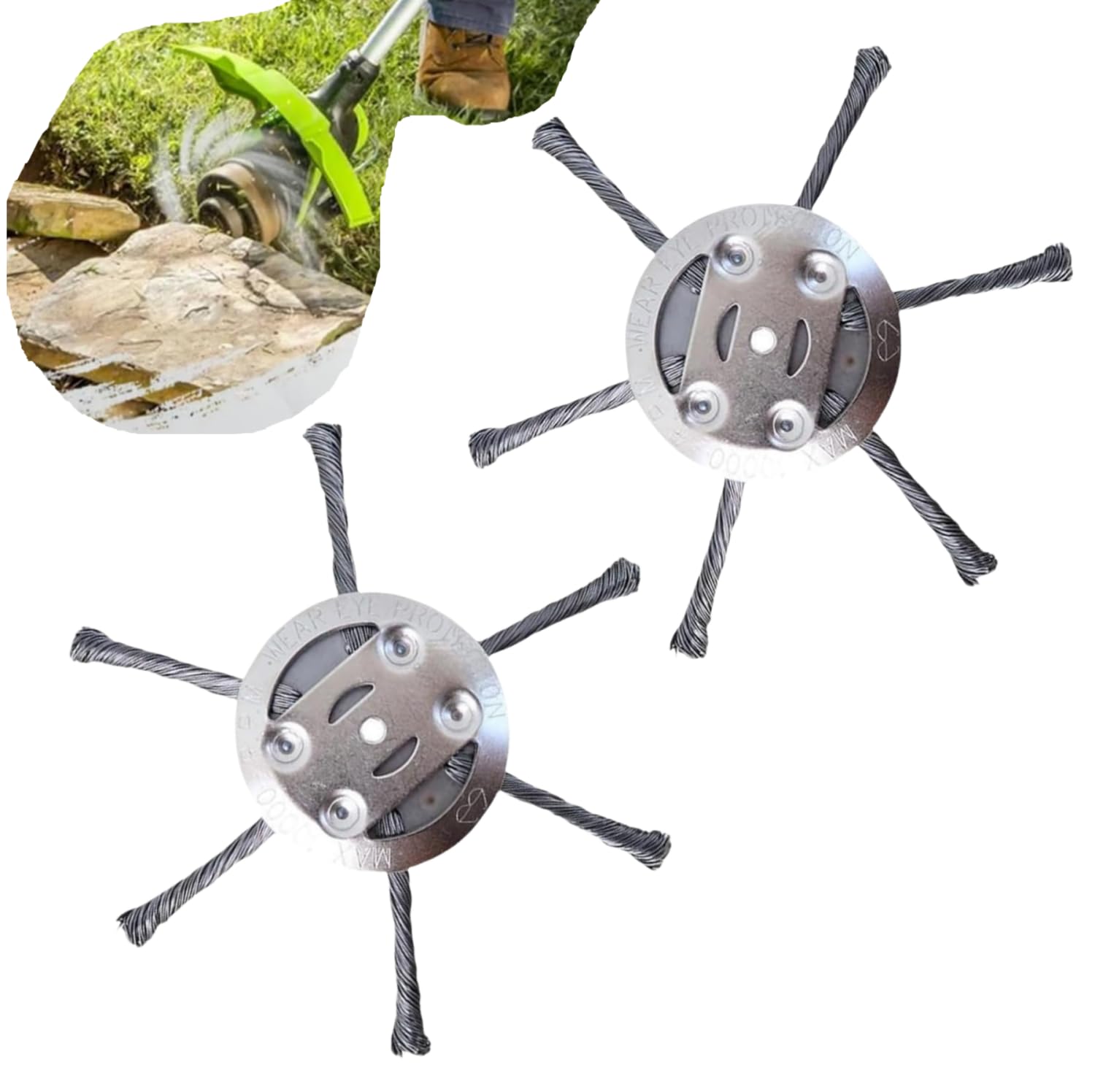 2 PCS Steel Wire Grass Trimmer Head, 2025 New String Trimmer Replacement Head, 6 Inch Steel Wire Weed Trimmer Head, Weed Eater Cordless Weed Wacker (6 Heads)