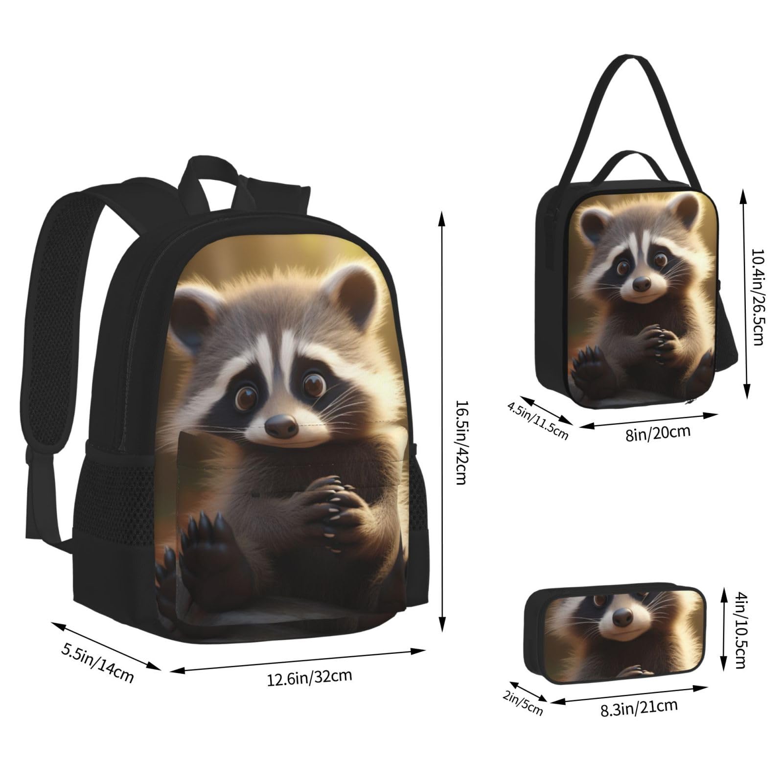 Zaino, borsa portapranzo, astuccio, set da 3 pezzi, per lavoro e