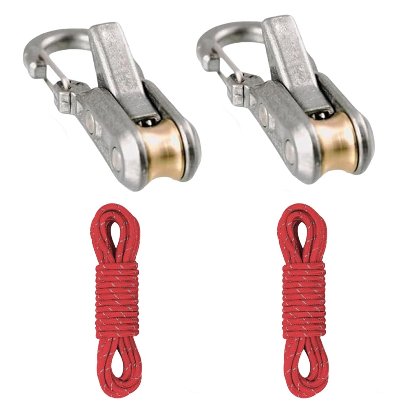 Dasjkdi One Color No-Knot Rope Tensioner Heavy-Duty Roller Paracord Adjusters Easy Operation Quick Adjust Boating Tightening Tool For Camping, Boat(2 Wire Puller 2 Rope)