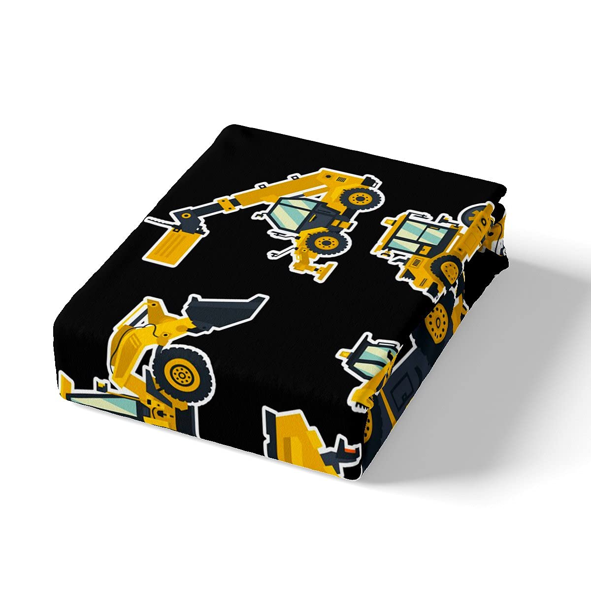 Loussiesd Juego de ropa de cama excavadora para niños, camiones, vehículos, funda de edredón transpirable, color amarillo, negro, ropa de cama y lino y ropa de cama Super King