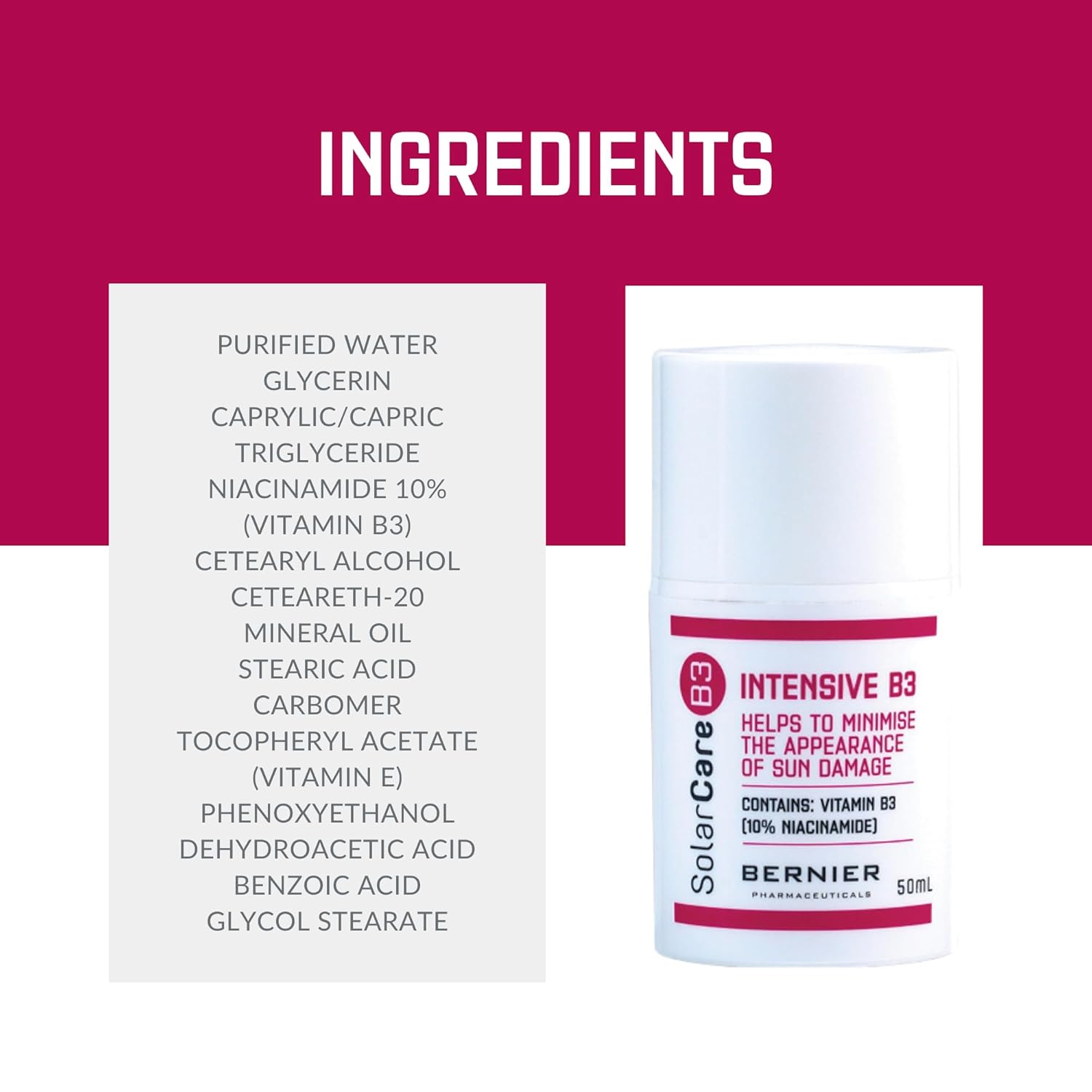 Intensive B3 50ml - 10% Niacinamide Face and Body Moisturiser for Sun-Damage