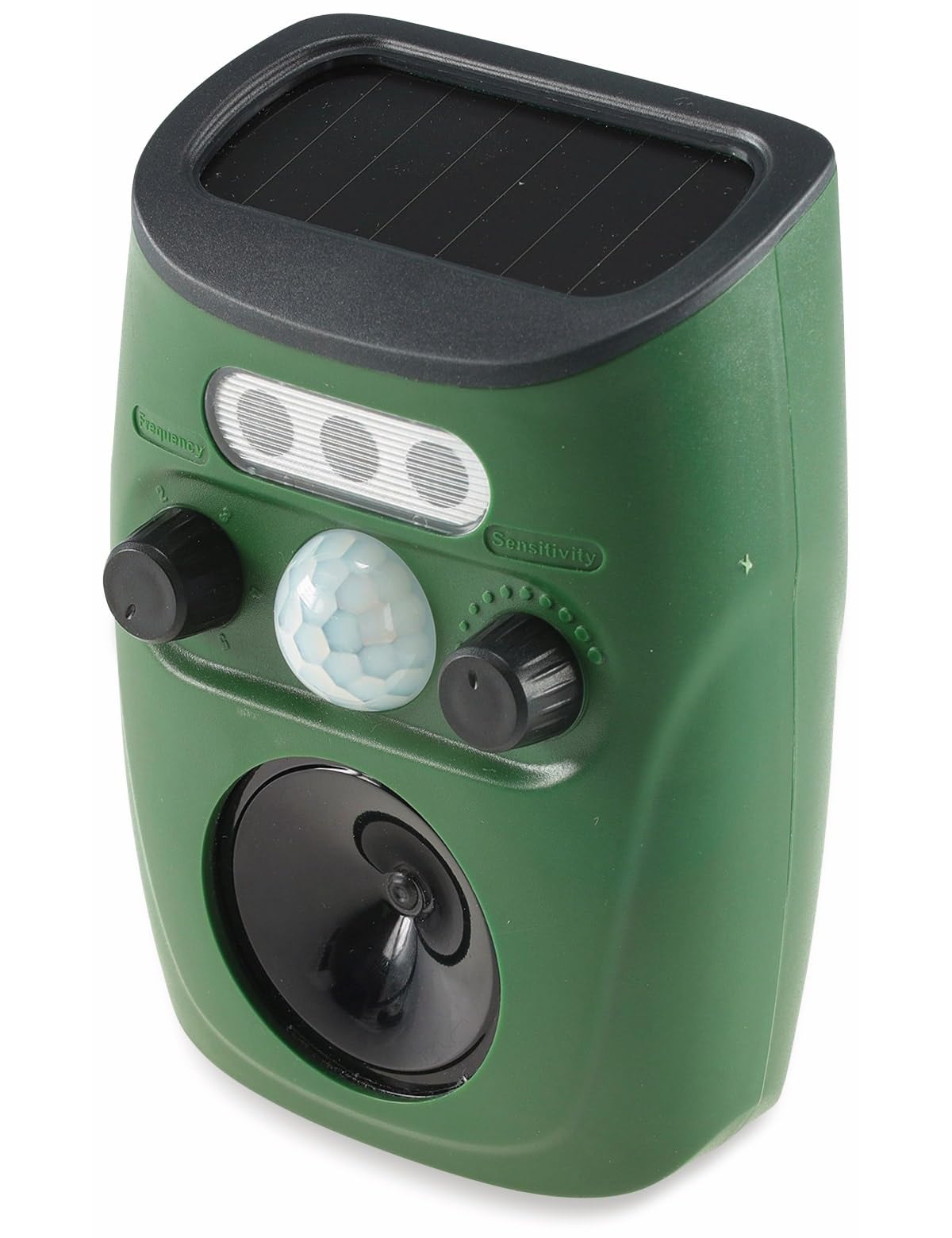 Ultraschall Tierscheuche mit Bewegungsmelder Solarbetrieb IP44 Wetterfest Ultrasonic Bis zu 900m² Solarzelle mit Akku Wirkung gegen Vögel Maulwurf Maus Ratte Marder