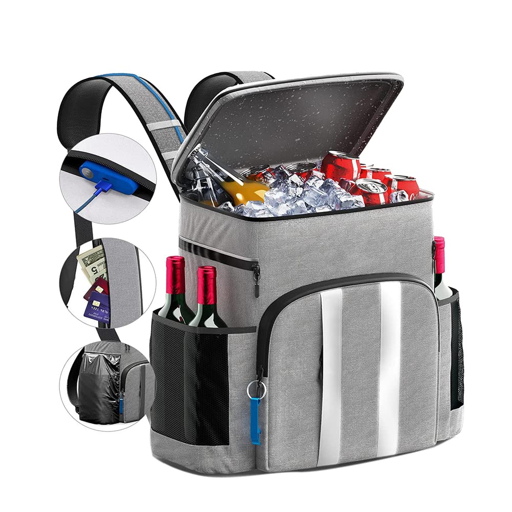 Beauenty Large Insulated Backpack Cooler for Camping, Keeps 45 Cans Cold for Up to 24 Hours, Waterproof & Leak Proof Soft Cooler Bag