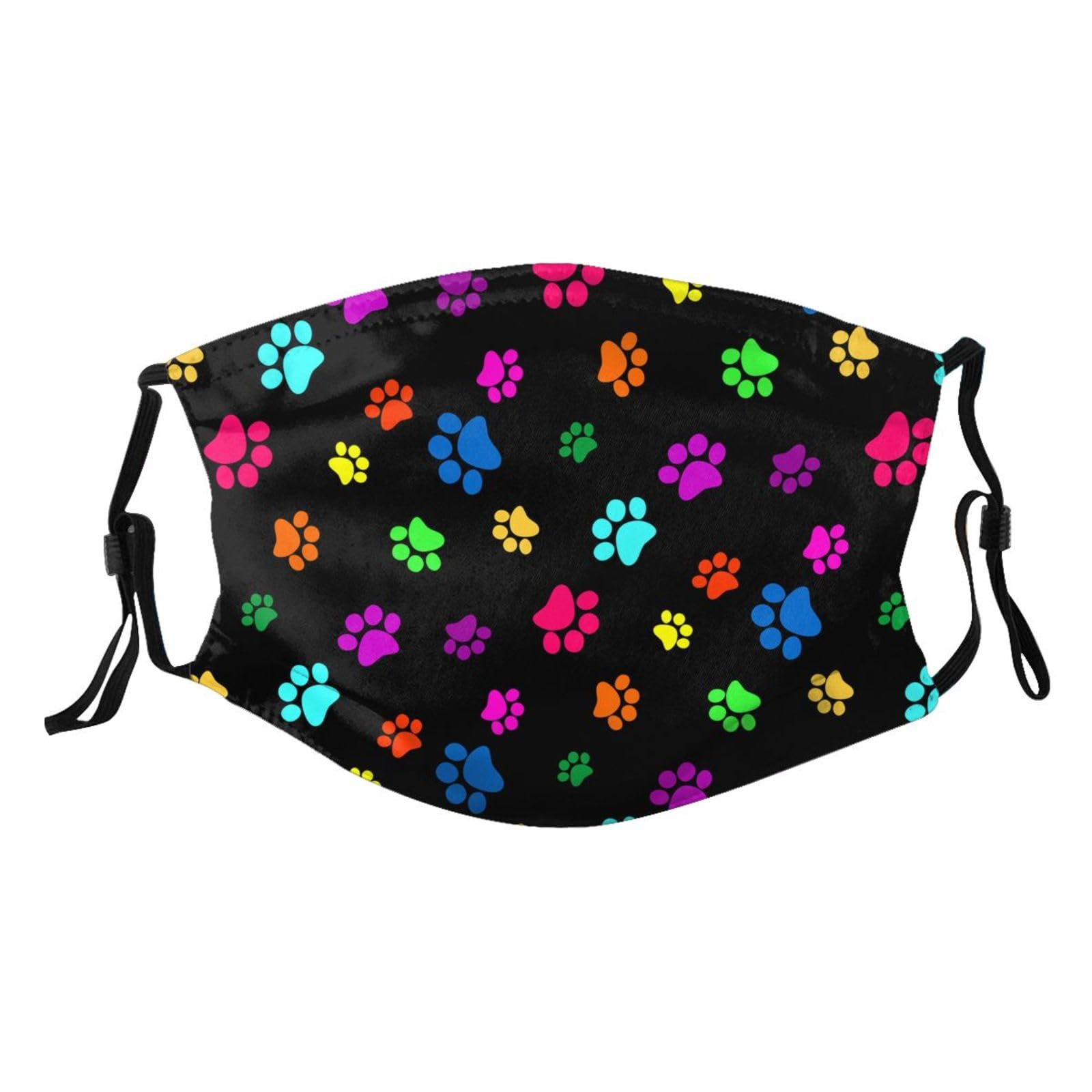 NLCUUIQ Colorful Animal Dog Paw Face Mask Adult Washable Reusable Pleated Dust Mask 5-Layer Protection Carbon Filter Fashion Adjustable Anti Dust Cloth Mouth Masks with 2 Filters for Women Men, 1 Pcs