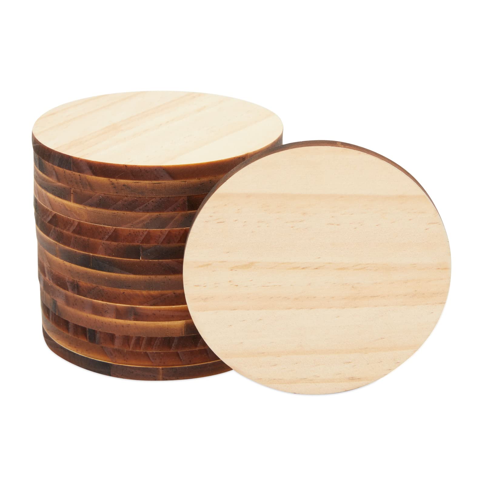 Bright CreationsUnfinished Wood Circles for Crafts, Wood Burning, Engraving (4 in, 15 Pack)