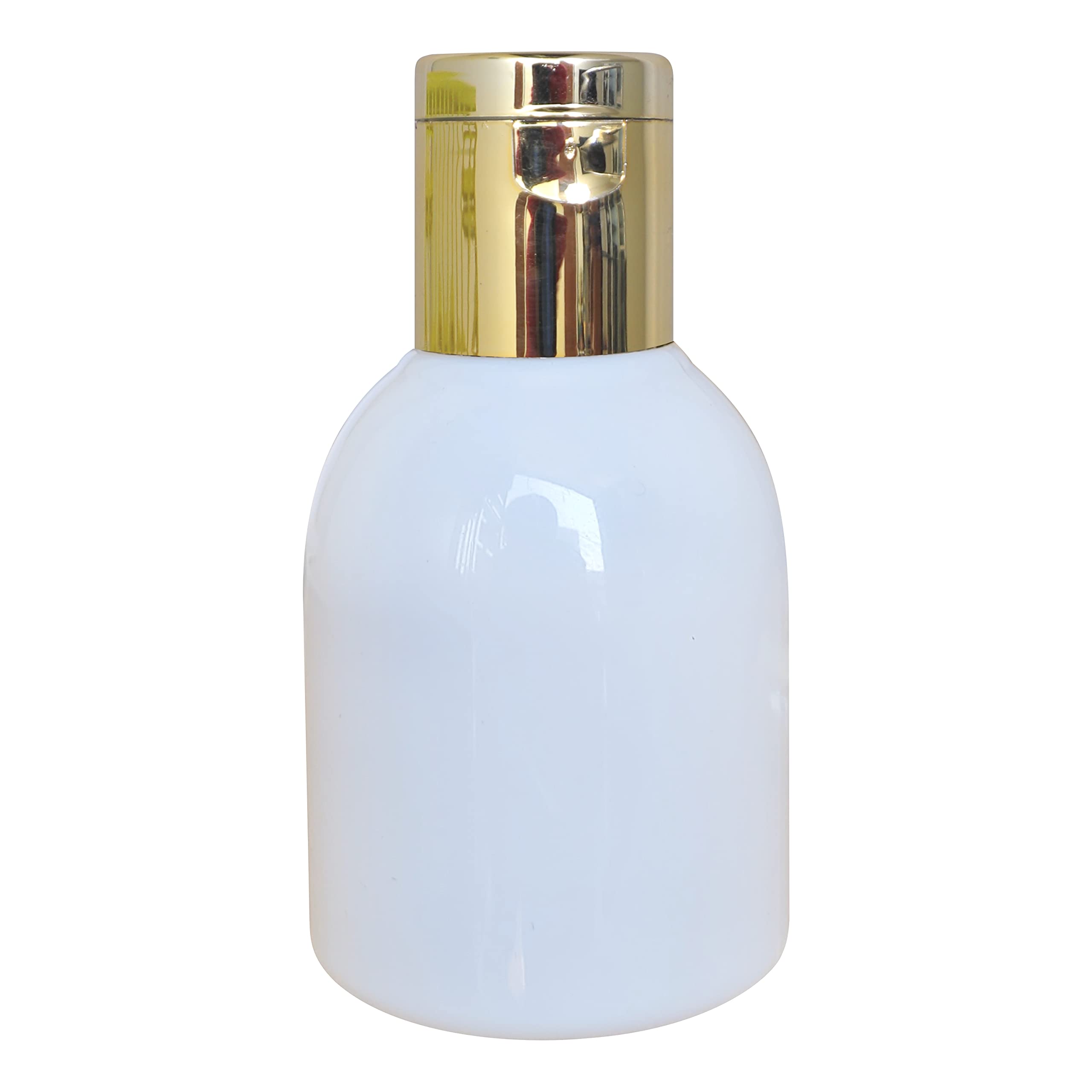 Zenvista 1.6oz/50ml Milky White Pet Empty Bottles with Metalized Flip Cap, Round Travel Bottles, Recyclable & Refillable Bottles for Oil, Body wash, Shampoo and More 5 Pack, BPA Free I ZMW39